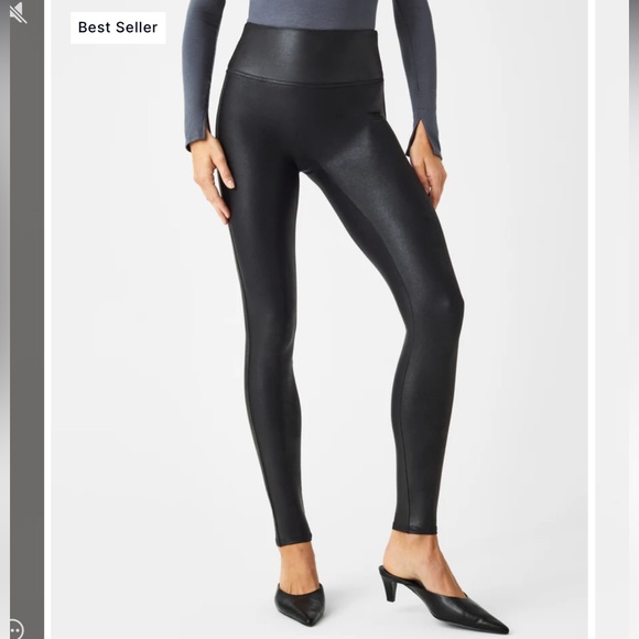 NWT Spanx Faux Leather Leggings Black Medium - Picture 2 of 15